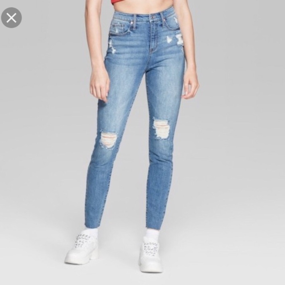 High-Rise Distressed Skinny Jeans- NEW W/TAGS
